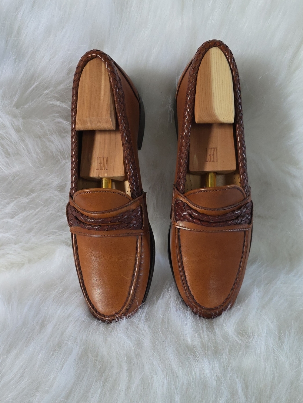Allen Edmonds Brown Braided Penny Loafers
